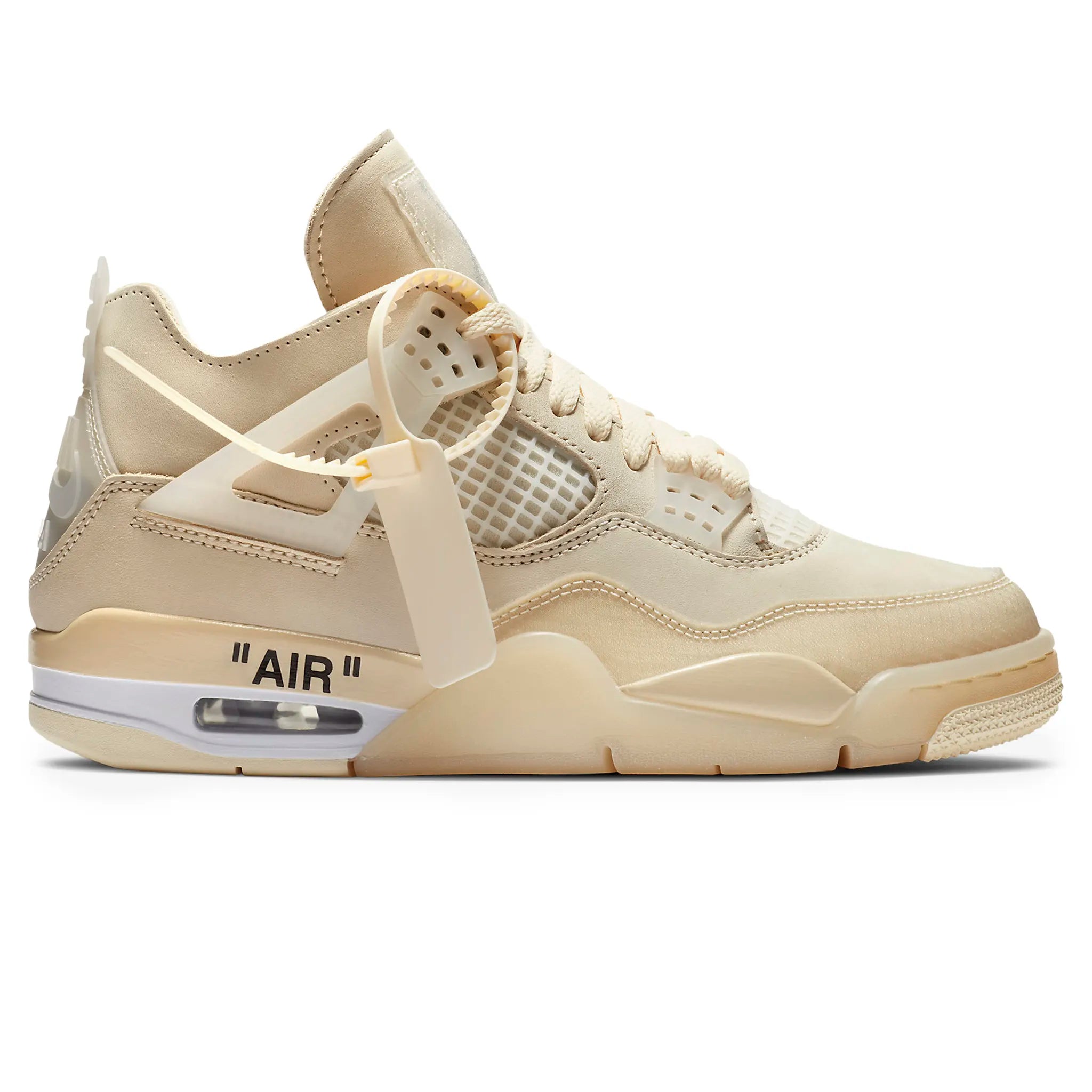 Side view of Air Jordan 4 x Off White Sail (W) CV9388-100